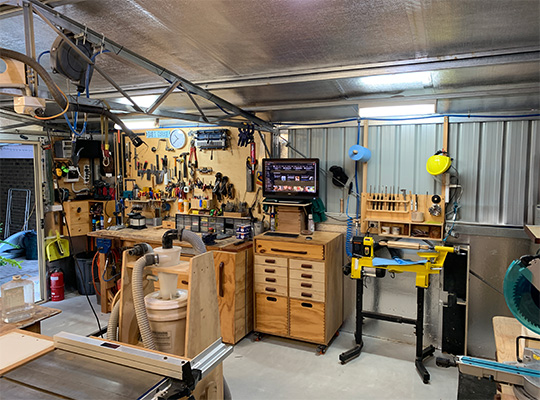 Photo of JB's Woodcrafts' home wood workshop