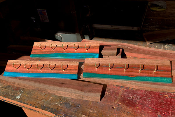Keyhooks made of natural timber and resin