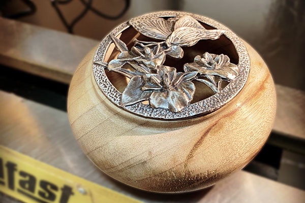 Handmade wooden potpourri bowl
