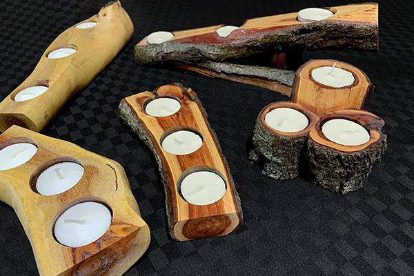 Natural timber wooden tealight candle holders